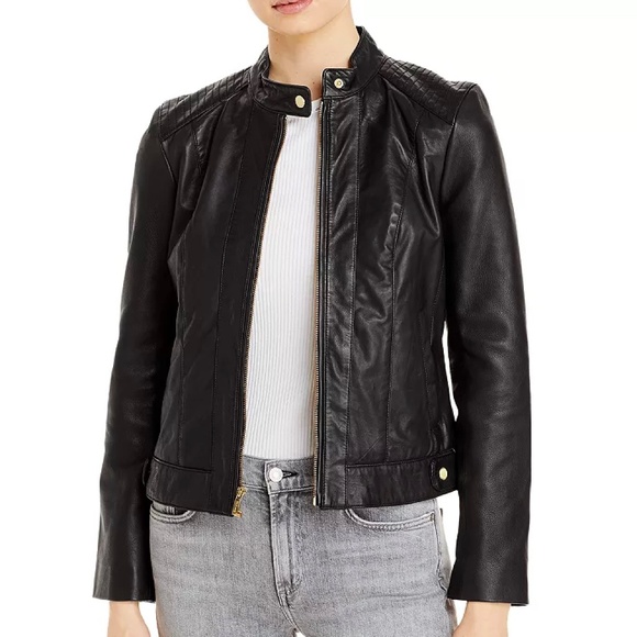 Cole Hahn Leather Zip Jacket - NWT  Size XS - Picture 2 of 7